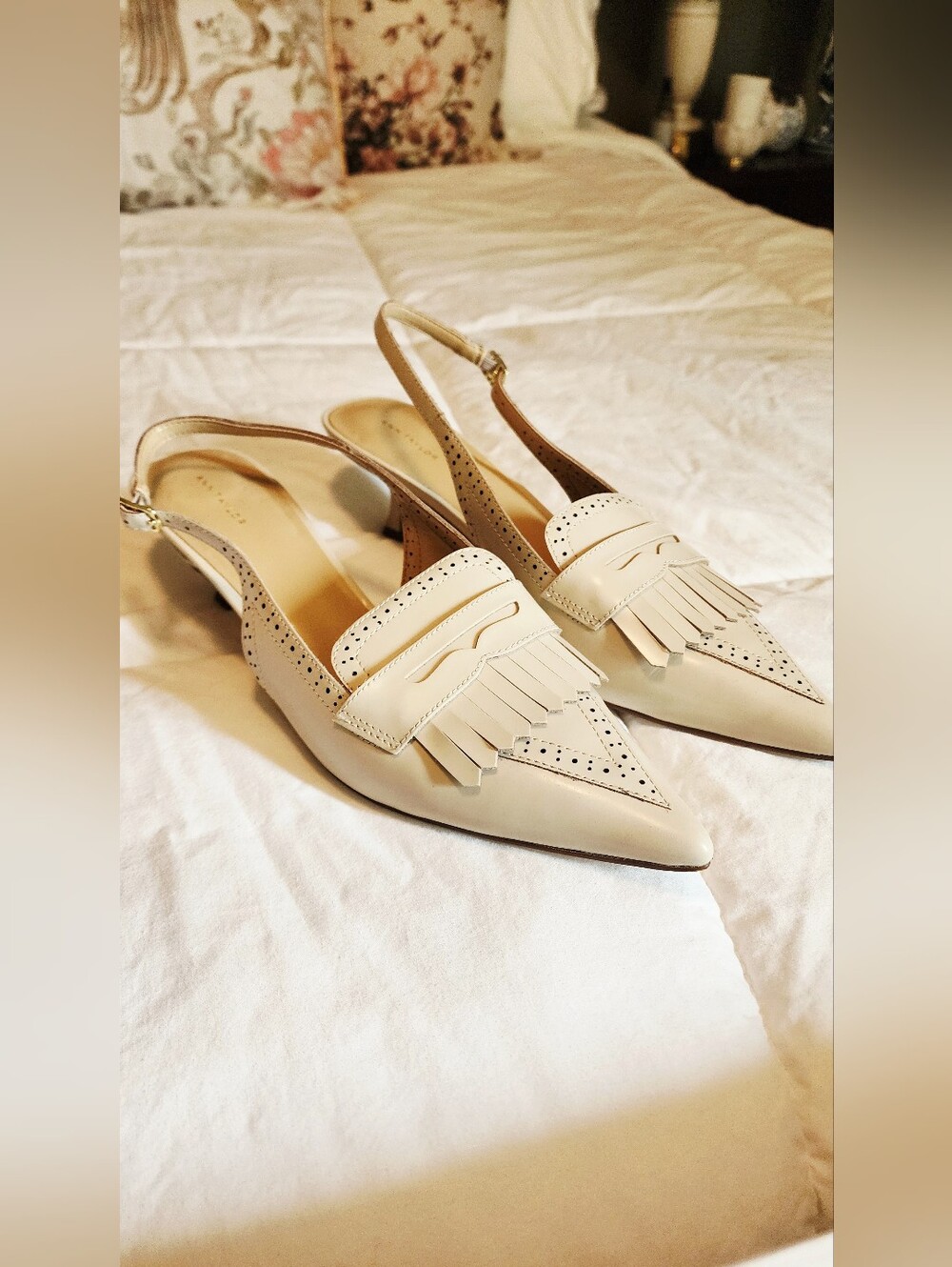 Ann Taylor Fringe Slingback Flats